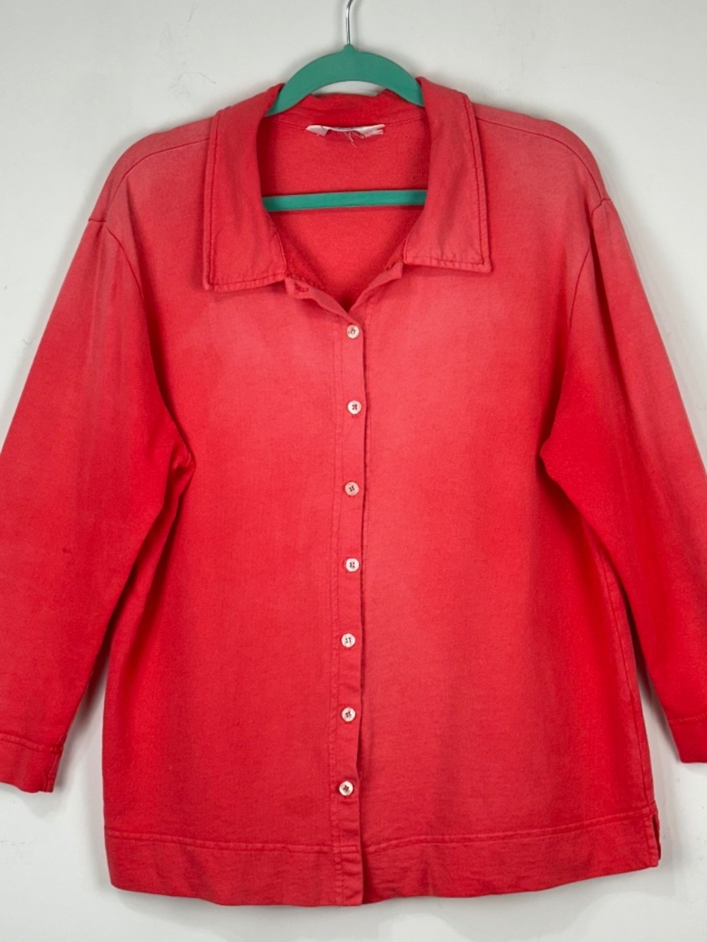 Fresh Produce Womens Pink Cotton Button Up 3/4 Sleeve Top XL Beach Resortwear
